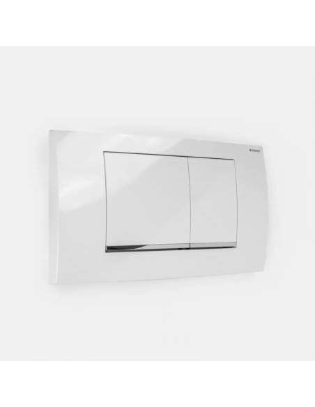 GEBERIT - Placca di comando Twinline30 doppio tasto bianco-cromo compatibile con cassetta di riscacquo Twinline